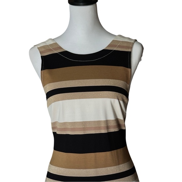 Banana Republic Dress Women’s Size 4 Black, White, Gold Striped - Picture 3 of 11